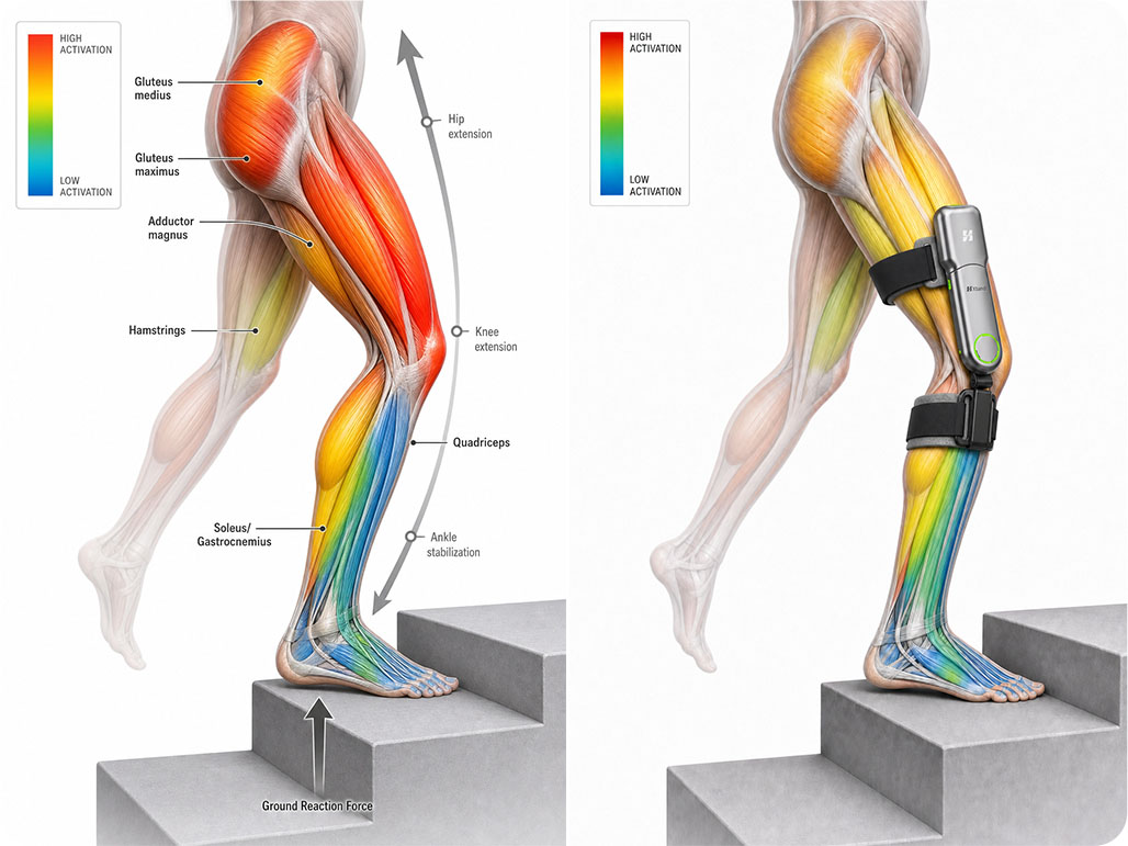 Changes in muscle activation levels before and after using Xtand.